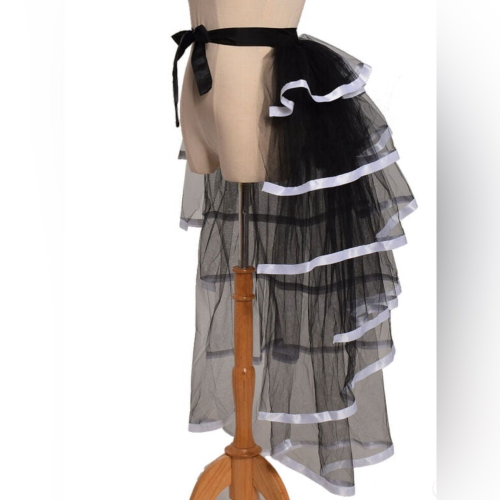 Black and White Layered Tulle Skirt